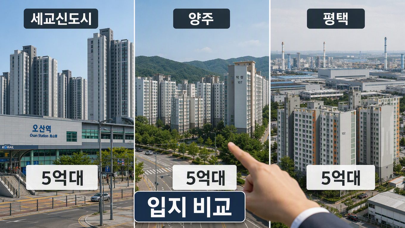 경기도 5억대 아파트 세교신도시 입지 평가 기준과 양주·평택 비교 방법