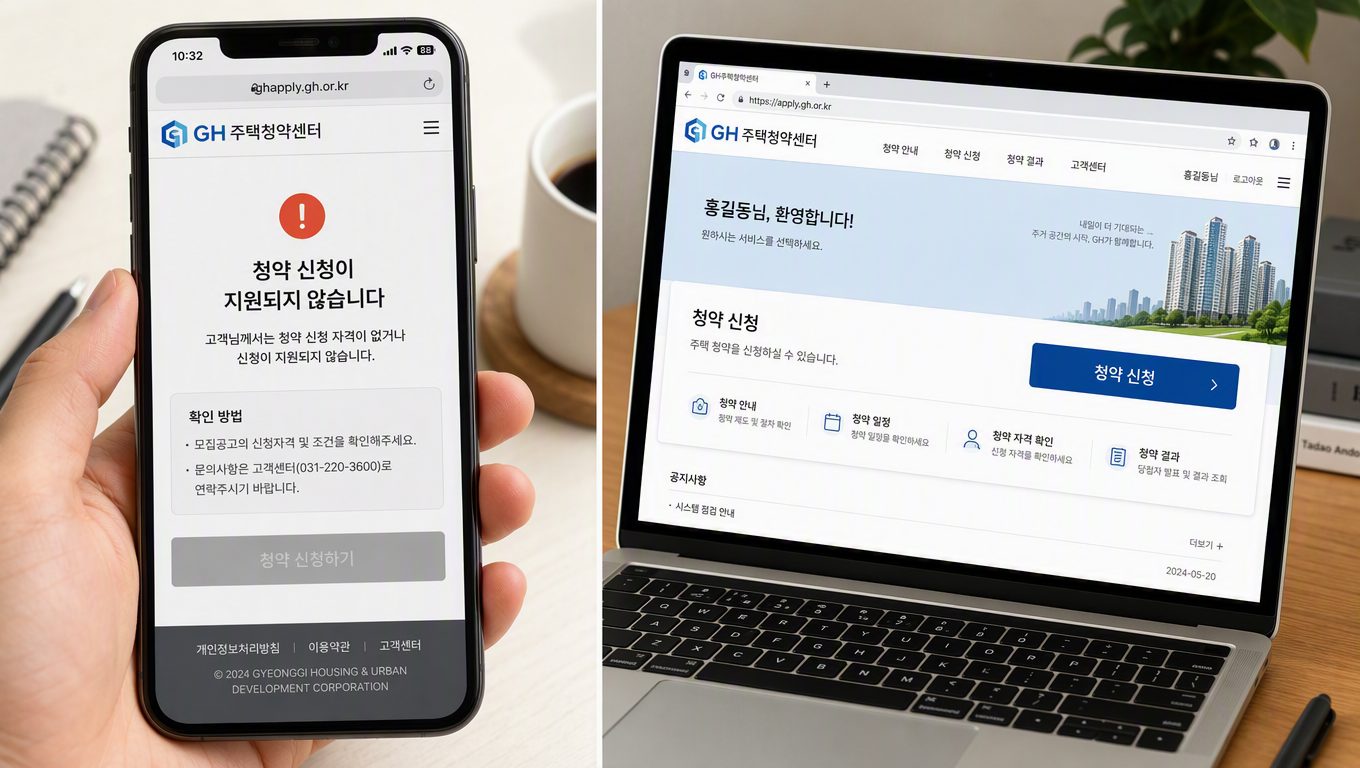GH 청약 모바일에서 신청이 안 되는 이유와 PC 이용 방법