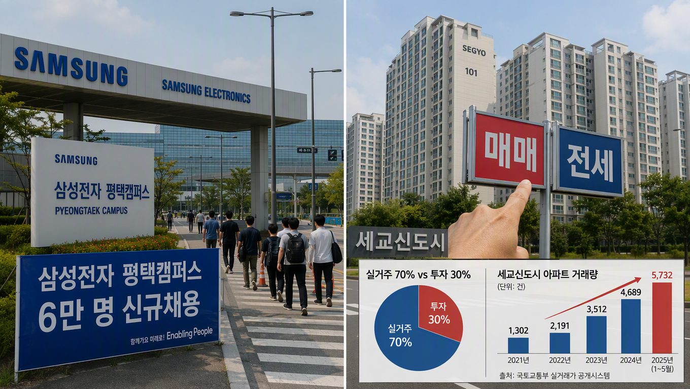 삼성전자 평택 캠퍼스 채용이 세교신도시 아파트 매매와 전세 선택에 미치는 영향
