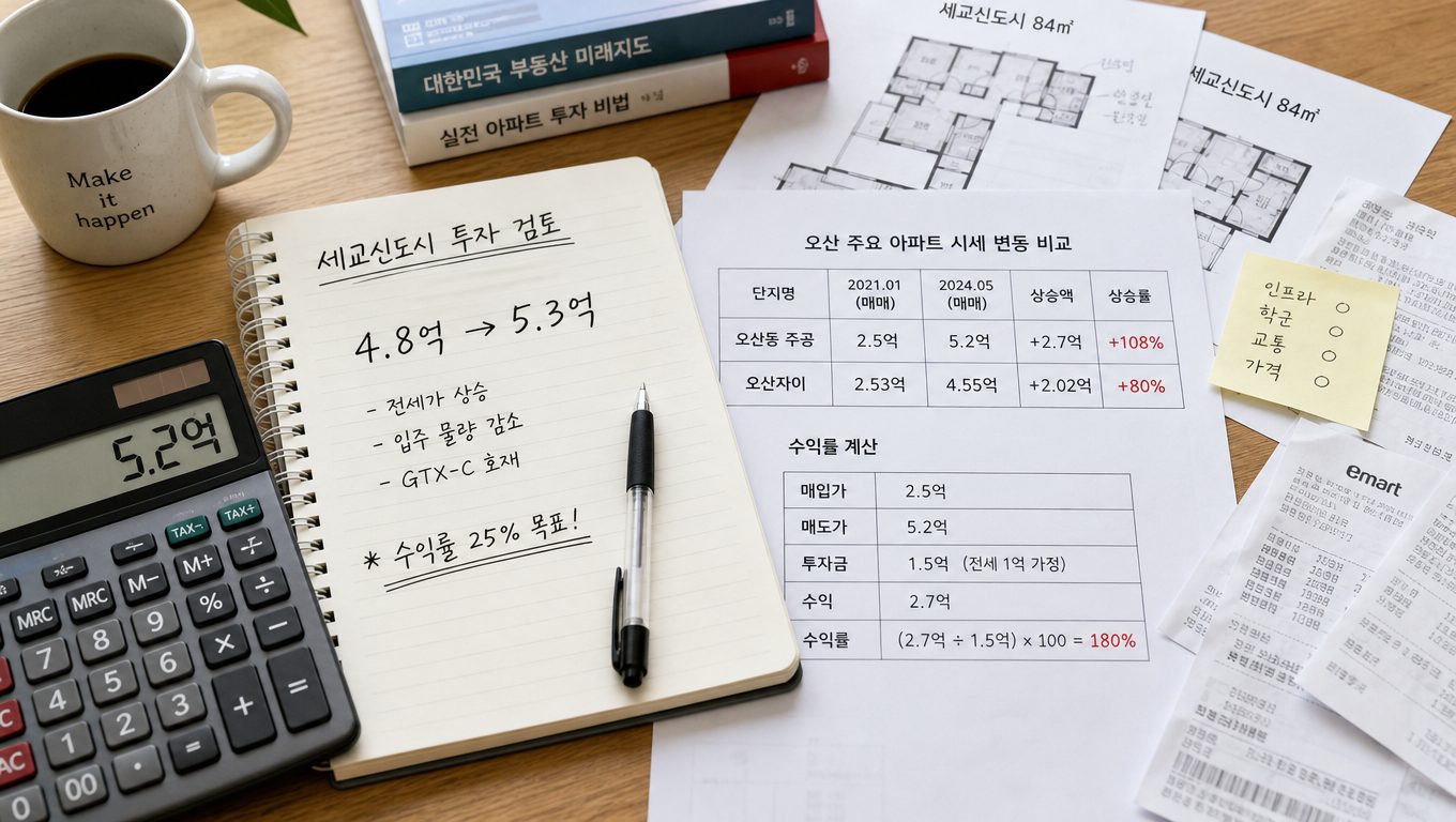 오산 신축아파트 5억대 매물 실거래가와 수익률
