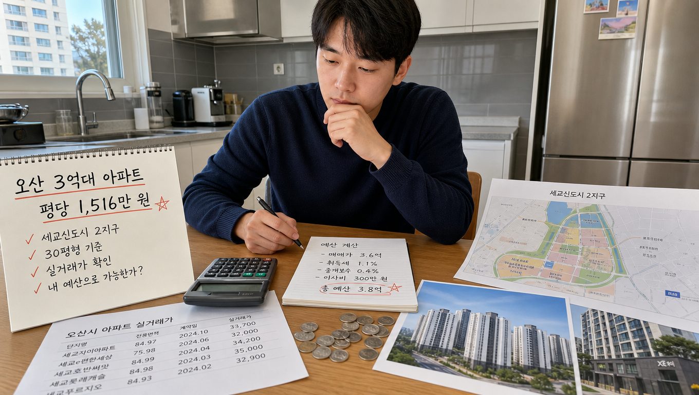 오산에서 3억대 아파트 실거래가와 세교신도시 입지