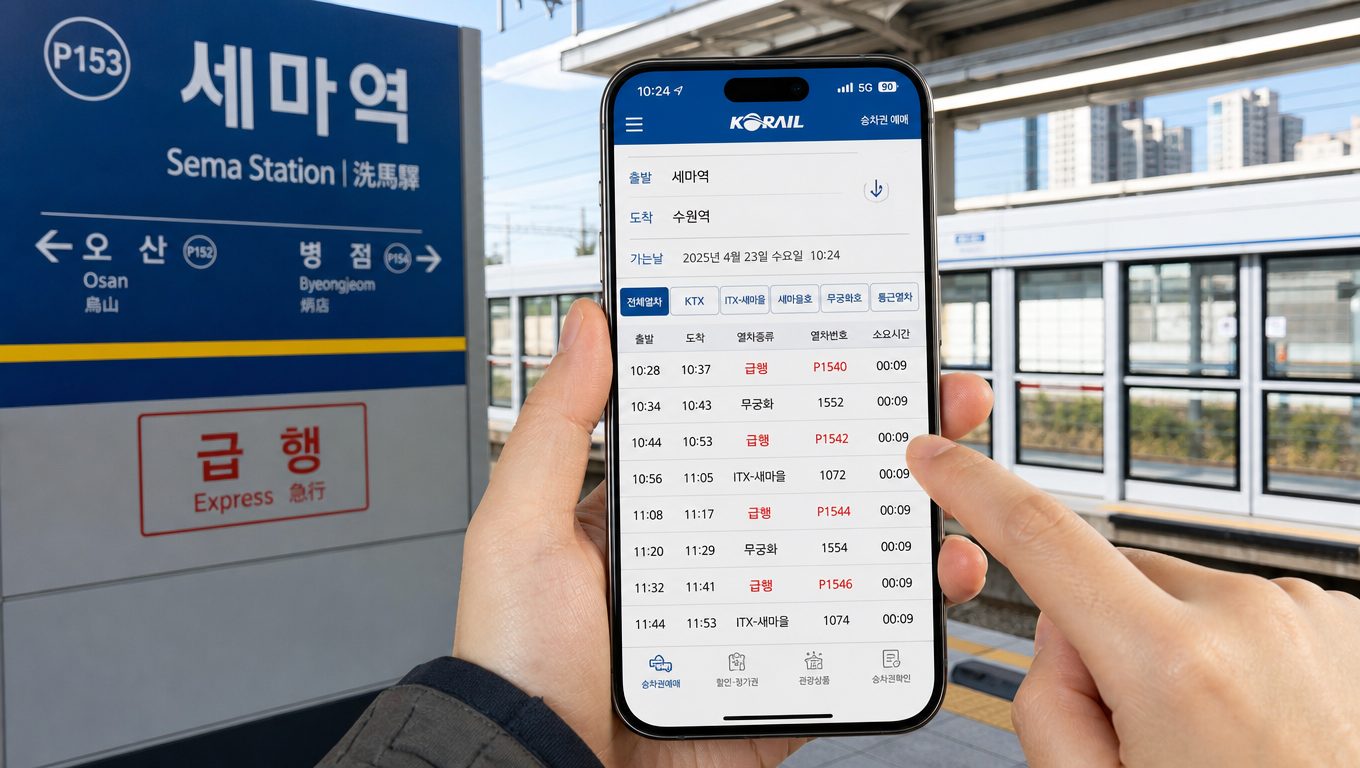 세마역에 급행이 서나요? 시간표와 병점역 이용 차이