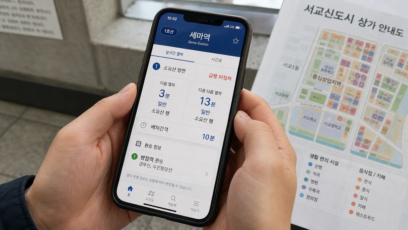 세마역 급행 미정차와 일반열차 시간표