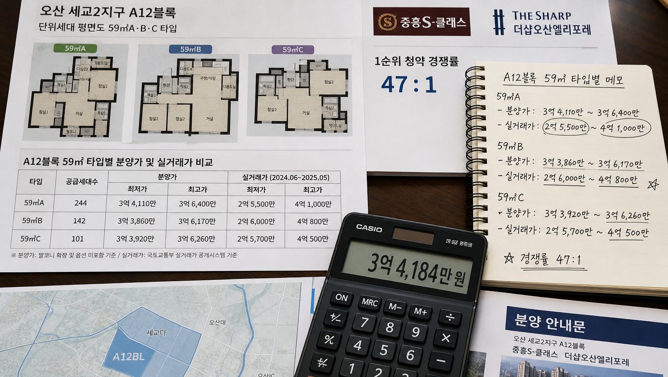 세교2지구 생활권 아파트 분양가와 실거래가