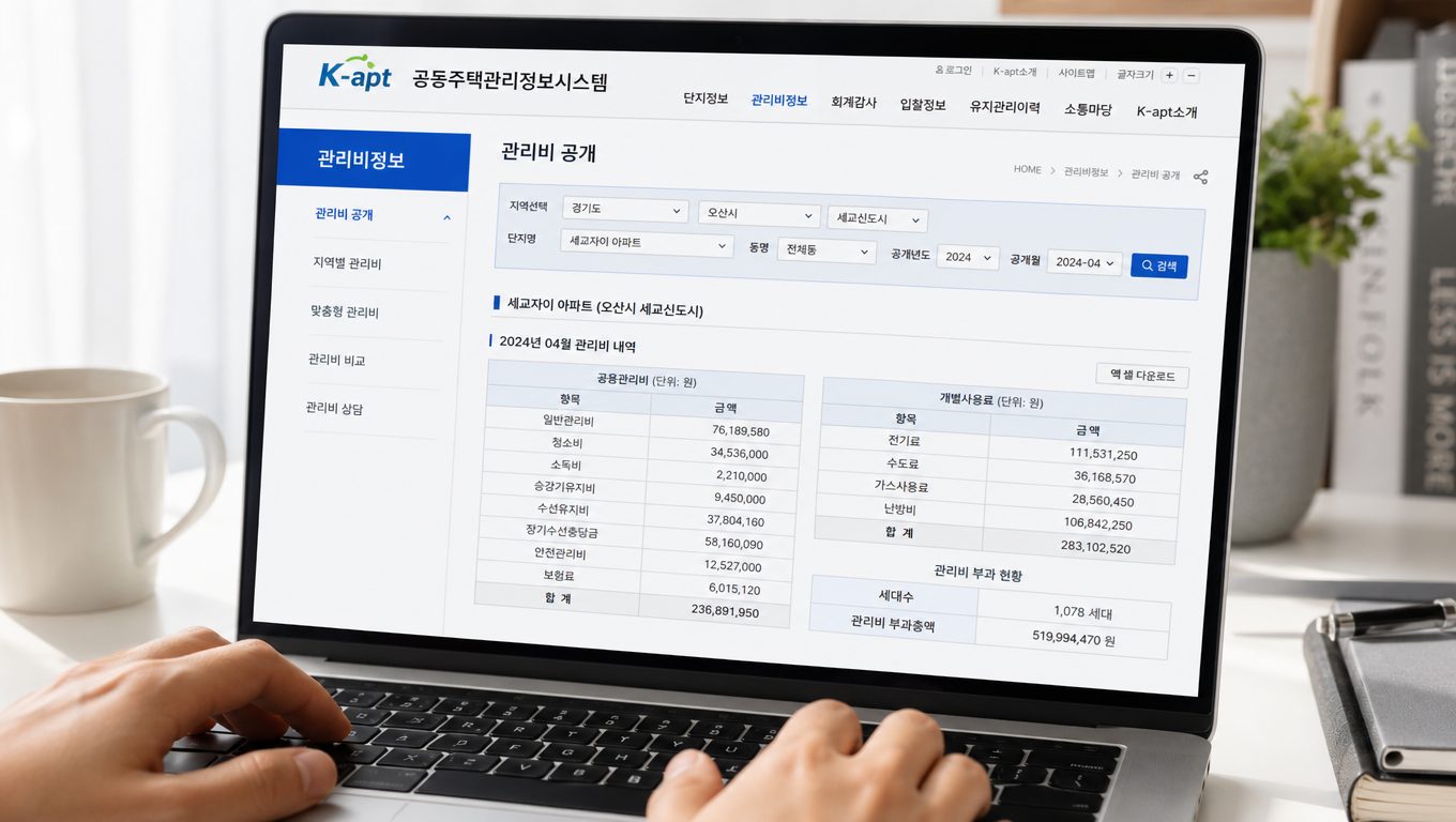 세교 아파트 관리비 K-apt에서 계약 전 조회 방법