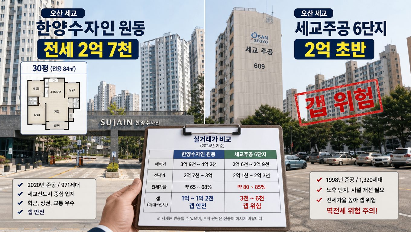 오산 2억 전세 실거래 단지와 갭 위험