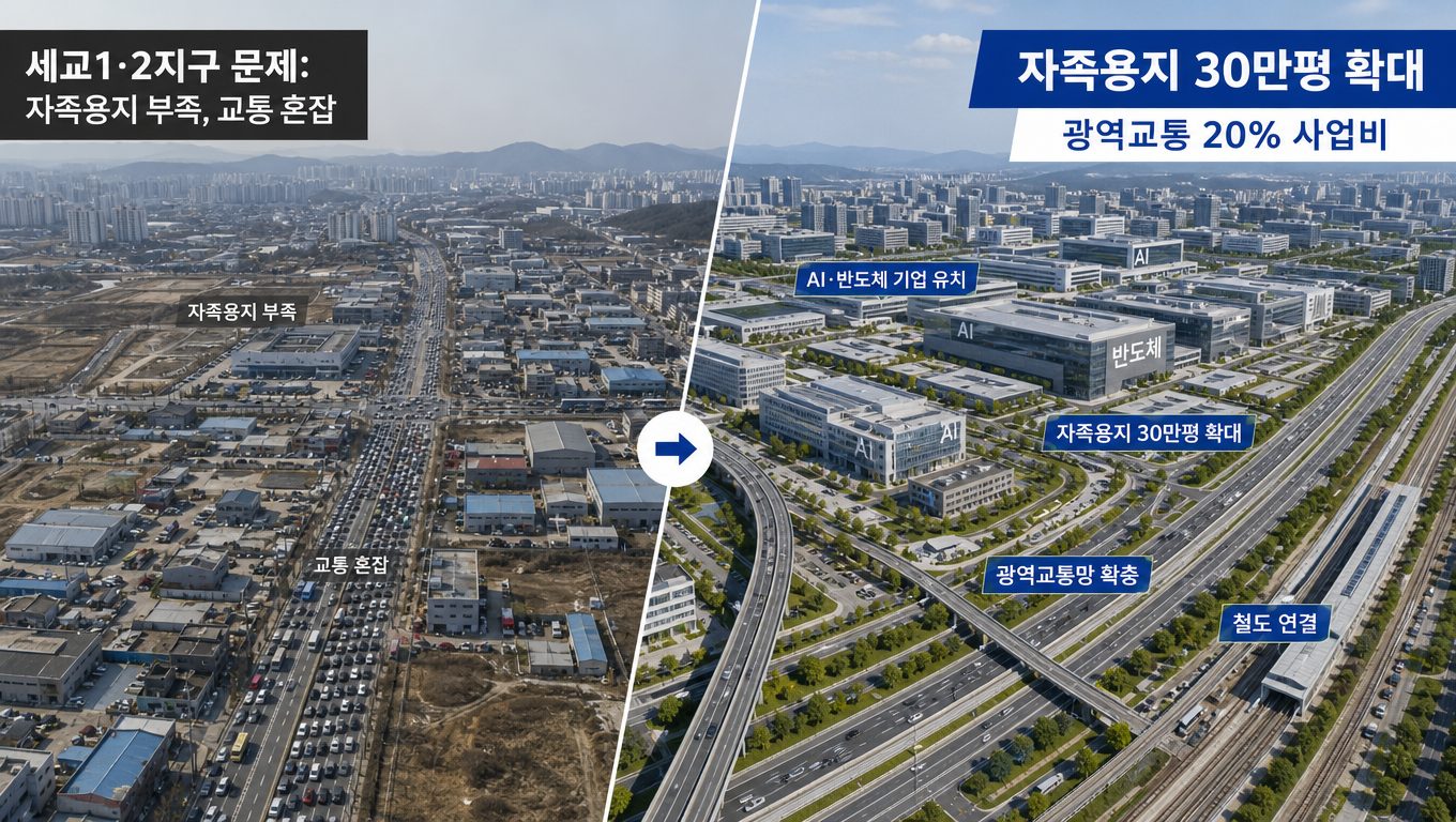 세교3지구 개발에서 자족용지 확대와 교통 개선이 중요한 이유