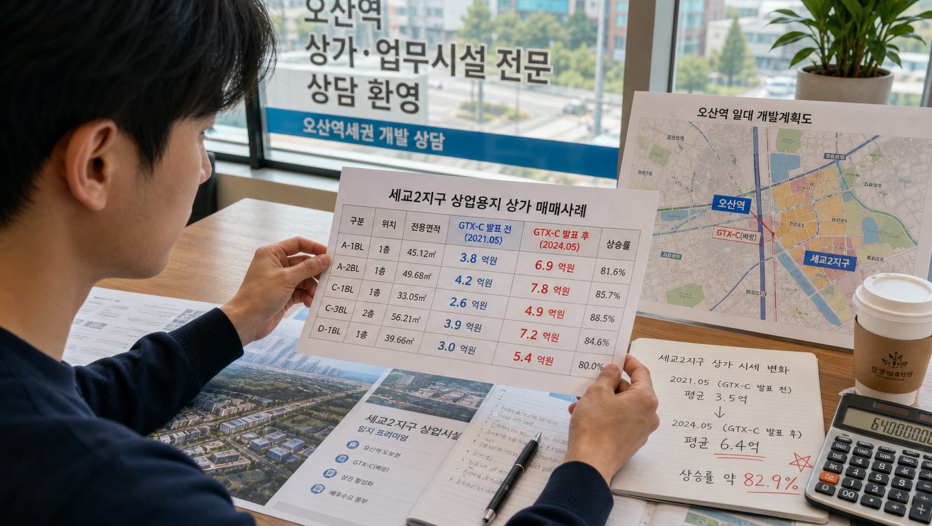 GTX-C 연장 후 세교 상가 실거래가와 수요 변화